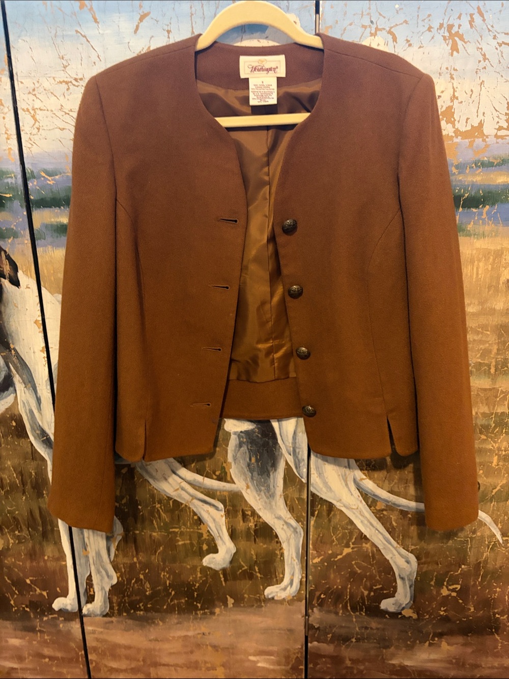 Worthington Brown Collarless Wool Blazer